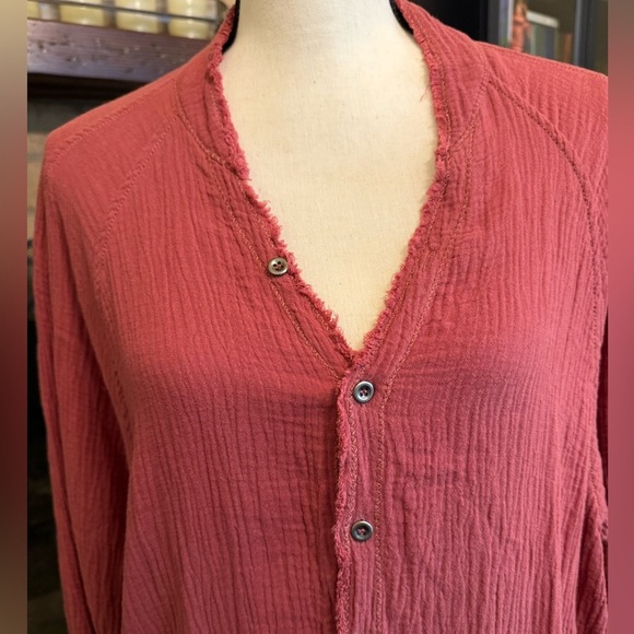 Flawless Brand 100% Cotton Long Sleeve Shirt Dress Dusty Rose Pink - Picture 4 of 13